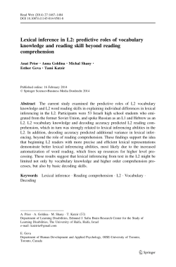 Lexical inference in L2: predictive roles of vocabulary knowledge