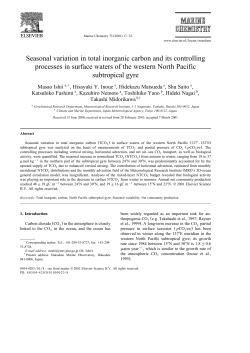 Seasonal variation in total inorganic carbon and its controlling