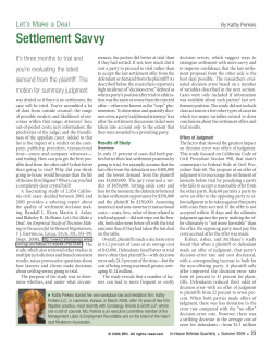 Let`s Make a Deal: Settlement Savvy