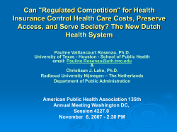 Developments in the health reform of insurance in the Netherlands