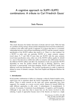 A cognitive approach to SUFF1-SUFF2 combinations: A tribute to