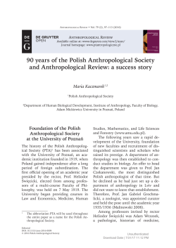 90 years of the Polish Anthropological Society and Anthropological