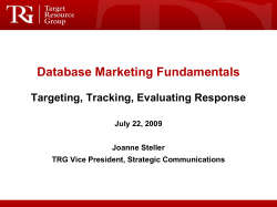 Database Marketing Fundamentals Targeting, Tracking, Evaluating