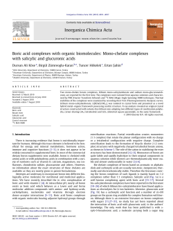Boric acid complexes with organic biomolecules