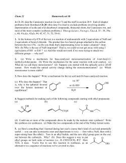 Chem 22 Homework set 10 In Ch 20, skip the Cannizarro reaction