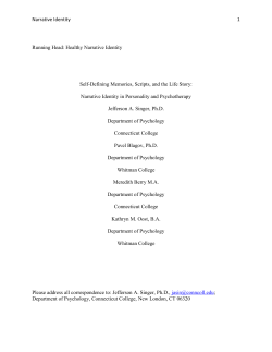 Narrative Identity Running Head: Healthy Narrative Identity Self