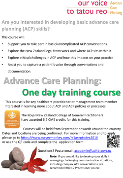 Advance Care Planning: One day training course