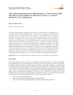 THE TRIPLE DRIVERS OF ECOPRENEURIAL ACTION FOR