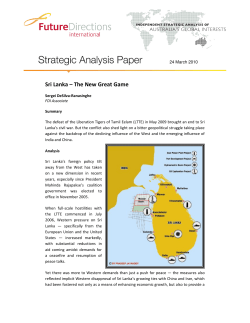 Sri Lanka &ndash; The New Great Game - Future Directions International
