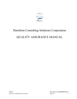 hcsc quality assurance manual - Hamilton Consulting Solutions Corp