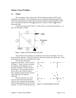 Statics Truss Problem 1 2 3 4 1000 Element 5 1 2 3 4