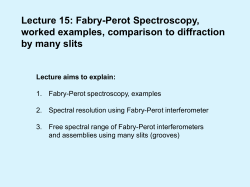 Lecture 15: Fabry-Perot Spectroscopy, worked examples