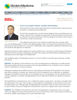 If you are an expert witness, consider these pointers Many articles