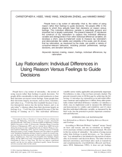 Lay Rationalism: Individual Differences in Using Reason Versus