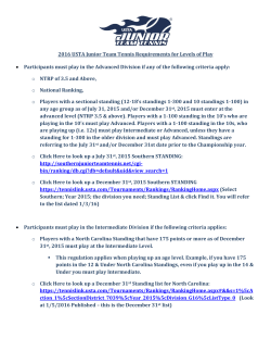 2016 USTA Junior Team Tennis Requirements for Levels of Play