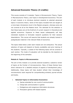 Advanced Economic Theory (4 credits)