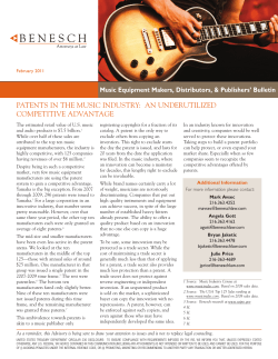 PATENTS IN THE MUSIC INDUSTRY: AN UNDERUTILIZED