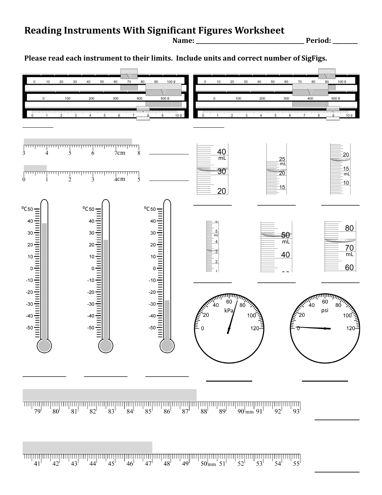 Reading Instruments With Significant Figures Worksheet Intended For Sig Figs Worksheet With Answers