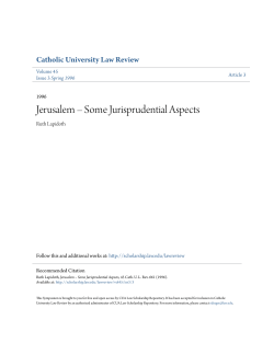 Jerusalem - CUA Law Scholarship Repository