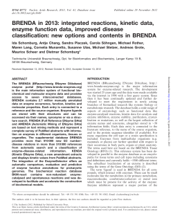 BRENDA in 2013: integrated reactions, kinetic data, enzyme