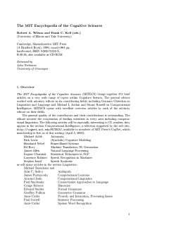 The MIT Encyclopedia of the Cognitive Sciences Robert A. Wilson