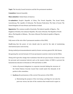 Topic: The Security Council structure and the five permanent