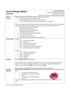 Honors Biology Syllabus - Ankeny Community School District