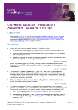 Planning and Assessment - Supports in the Plan