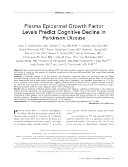 Plasma epidermal growth factor levels predict cognitive decline in