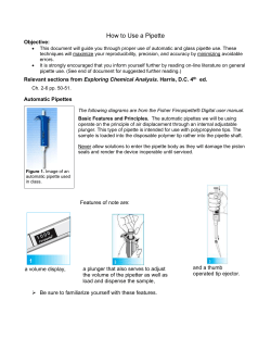 CHEM 240 L S10 Vannelli How to Use a Pipette Objective: This