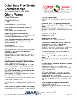 Qiang Wang - Dubai Duty Free Tennis Championships