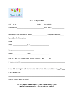 Our Registration Form - Play Care Early Learning Center