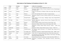 Indian Society for Plant Physiology Life Membership List March 31st