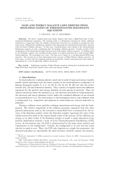 MASS AND ENERGY BALANCE LAWS DERIVED