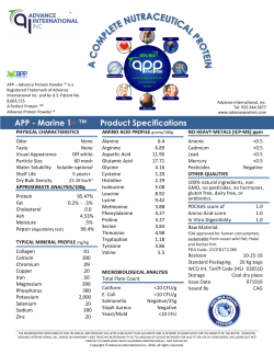 APP - Marine 1+ &trade; Product Specifications SPECIFICATIONS