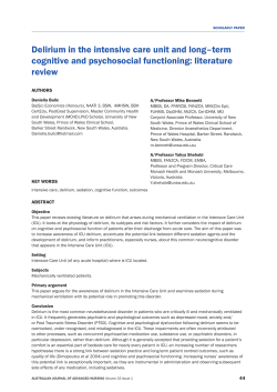 Delirium in the intensive care unit and long&ndash;term cognitive and