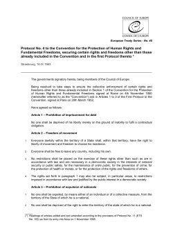 CETS 046 - Protocol No. 4 to the Convention for the Protection