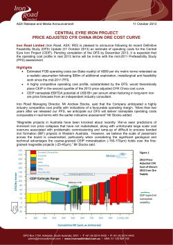central eyre iron project price adjusted cfr china iron ore cost curve