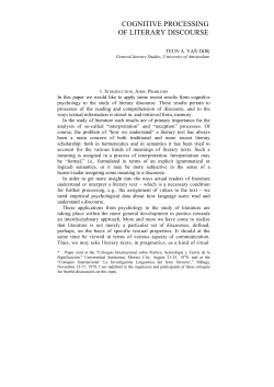 COGNITIVE PROCESSING OF LITERARY DISCOURSE