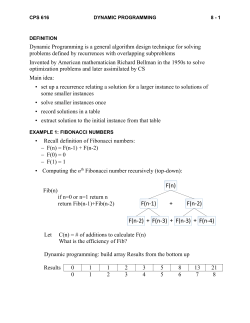 CPS616 - 8 - Dynamic Programming