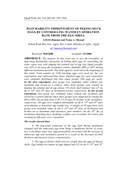 hatchability improvement of peking duck eggs by controlling water