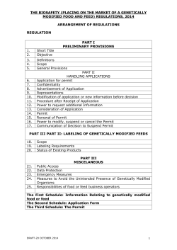 THE BIOSAFETY (PLACING ON THE MARKET OF A GENETICALLY