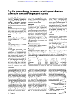 Cognitive behavior therapy, temazepam, or both improved short