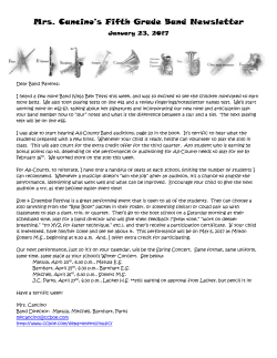 Mrs. Cancino*s Fifth Grade Band Newsletter