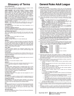 Glossary of Terms General Rules Adult League