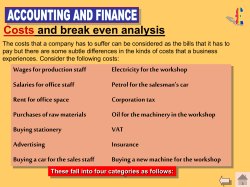 Costs and Break Even