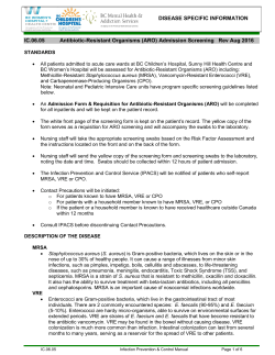 Antibiotic-Resistant Organisms (ARO) Admission Screening