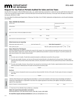 Claim for Tax Paid on Periods Audited for Sales and Use Taxes