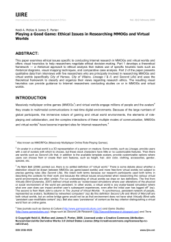Playing a Good Game: Ethical Issues in Researching MMOGs and
