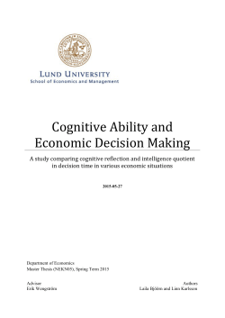 Cognitive Ability and Economic Decision Making